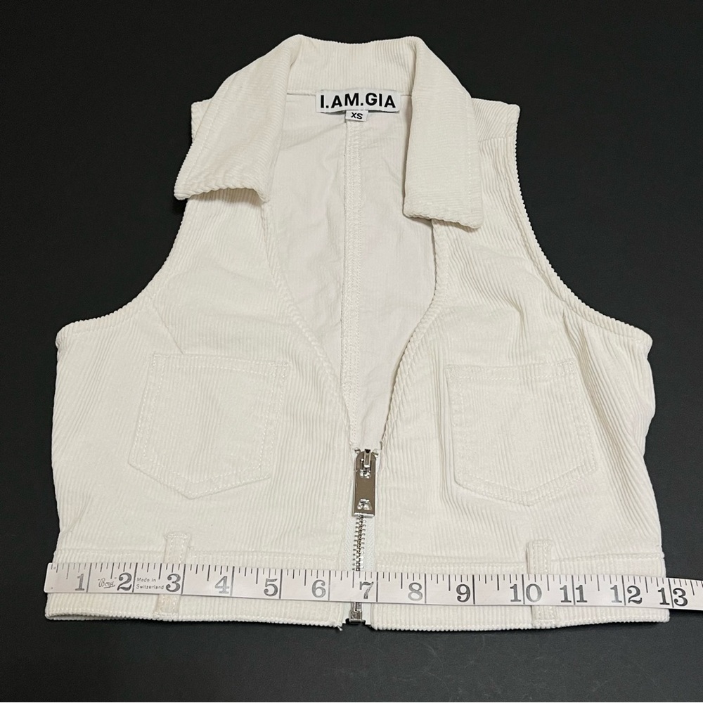 I.Am.Gia corduroy cropped Vest top, cream, size XS - Picture 6 of 10